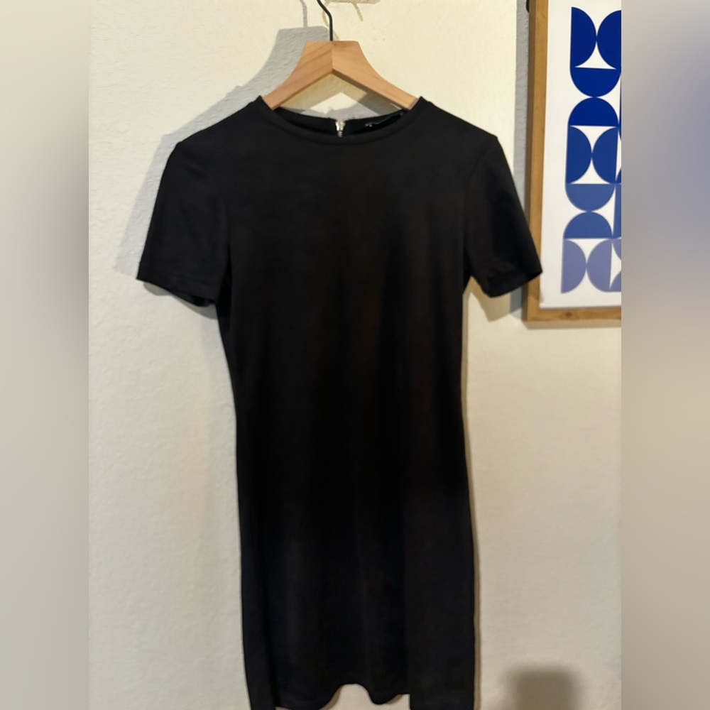 Zara Black Velvet/Suede Mini Dress